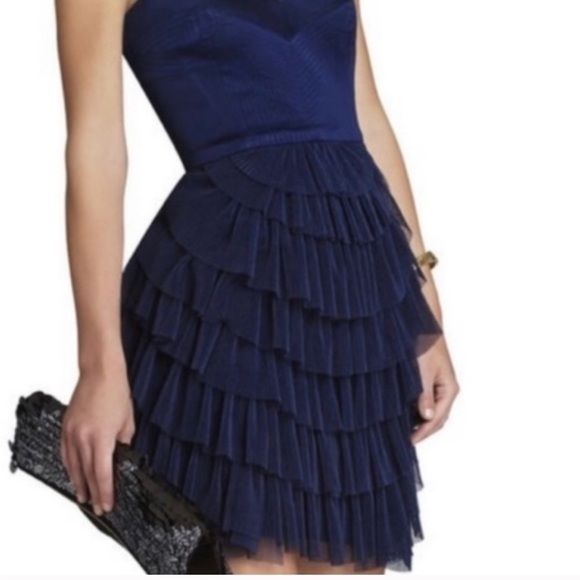 BCBGMaxAzria - Cocktail Dress - Satin bodice and tiered tulle skirt. Size 6. - Picture 2 of 10